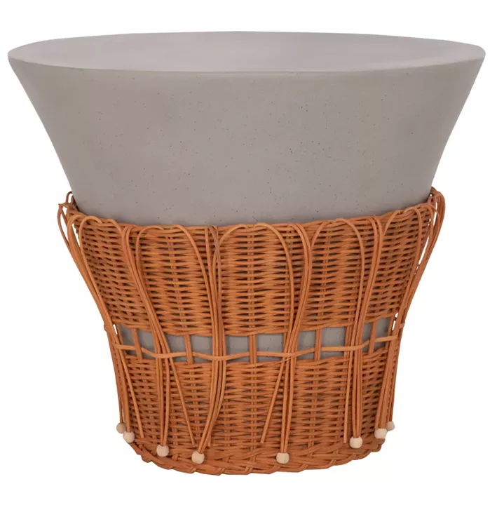 ΤΡΑΠΕΖΙ ΣΑΛΟΝΙΟΥ PERRAL HM18164.03L FIBER CEMENT ΓΚΡΙ-ΦΥΣΙΚΟ RATTAN--Φ55x45Υεκ