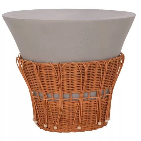 ΤΡΑΠΕΖΙ ΣΑΛΟΝΙΟΥ PERRAL HM18164.03L FIBER CEMENT ΓΚΡΙ-ΦΥΣΙΚΟ RATTAN--Φ55x45Υεκ