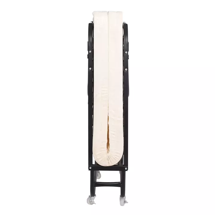 SPAN Κρεβάτι Πτυσσόμενο Βοηθητικό Μέταλλο Βαφή Μαύρο, Στρώμα 8cm foam