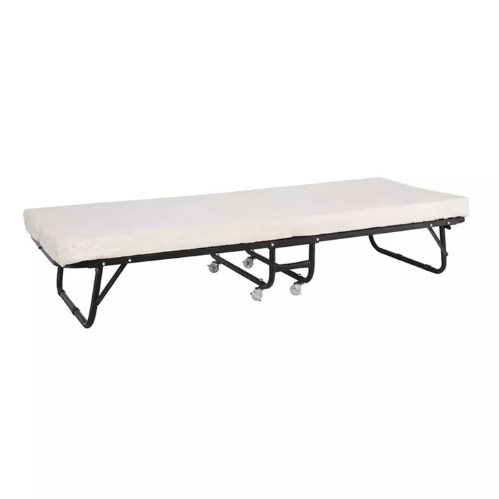 SPAN Κρεβάτι Πτυσσόμενο Βοηθητικό Μέταλλο Βαφή Μαύρο, Στρώμα 8cm foam