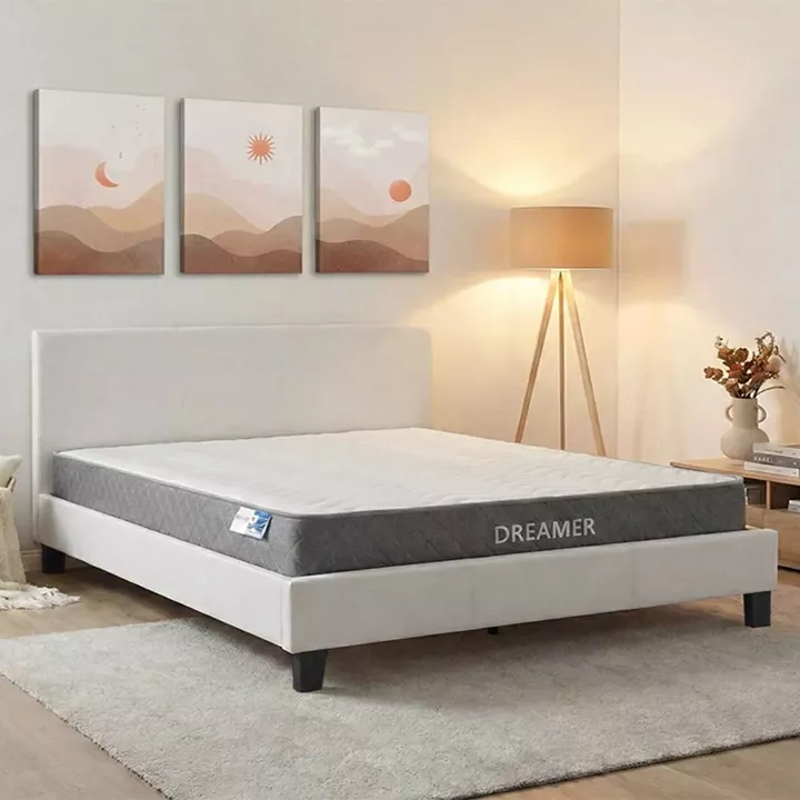 Bed with mattress Nevil-Dreamer pakoworld pu white 150x200cm