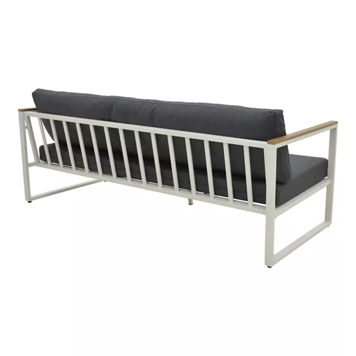 Καναπές τριθέσιος Aurelio pakoworld μεταλλικός σε λευκή -μαξιλάρια σε ανθρακί απόχρωση 192x74x63εκ