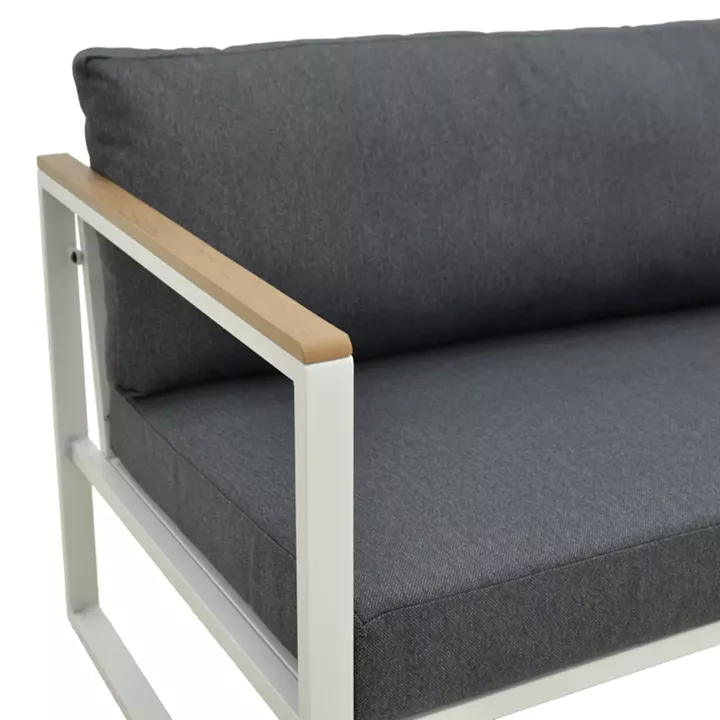 Καναπές διθέσιος Aurelio pakoworld μεταλλικός σε λευκή -μαξιλάρια σε ανθρακί απόχρωση 130x74x63εκ