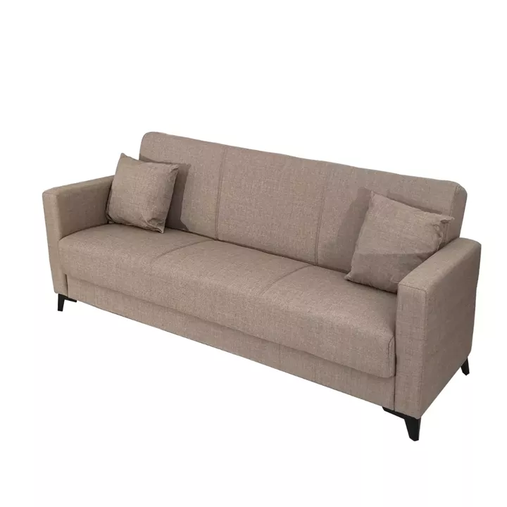 Artekko Pixie Μπεζ Τριθέσιος Καναπές Κρεβάτι με Αποθηκευτικό Χώρο (205x80x85)cm Κρεβάτι (180x100x45)cm