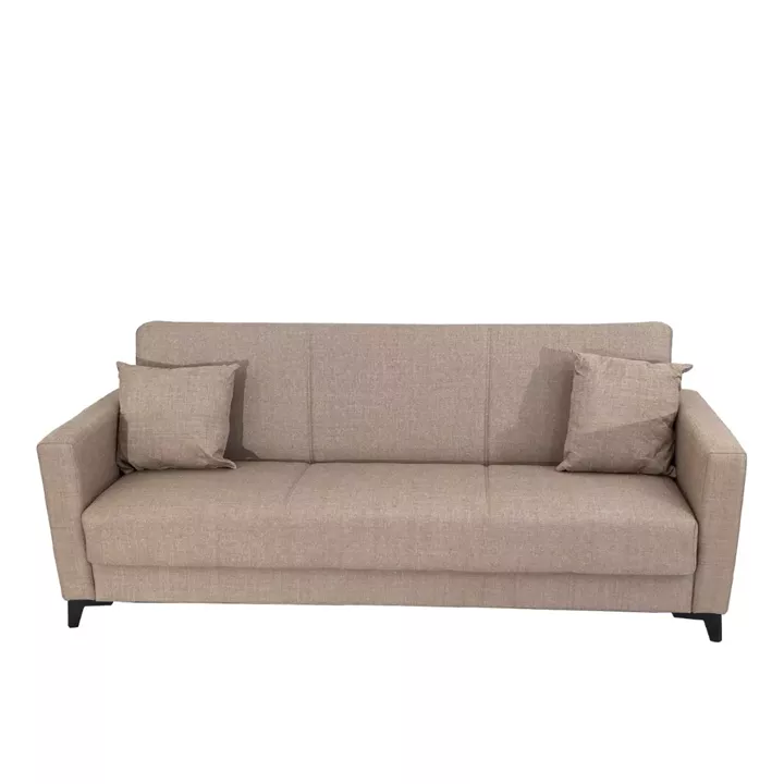 Artekko Pixie Μπεζ Τριθέσιος Καναπές Κρεβάτι με Αποθηκευτικό Χώρο (205x80x85)cm Κρεβάτι (180x100x45)cm