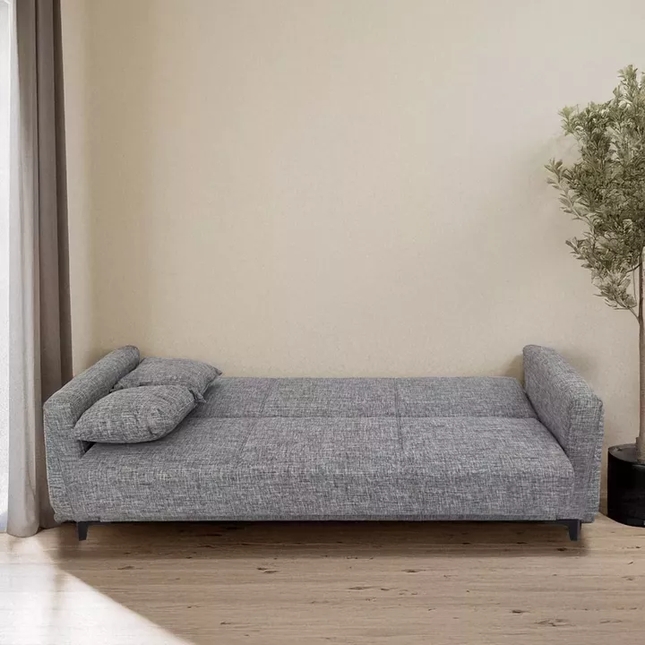 Artekko Pixie Γκρι Τριθέσιος Καναπές Κρεβάτι με Αποθηκευτικό Χώρο (205x80x85)cm Κρεβάτι (180x100x45)cm