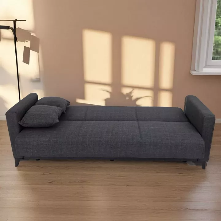 Artekko Pixie Γκρι Τριθέσιος Καναπές Κρεβάτι με Αποθηκευτικό Χώρο (205x80x85)cm Κρεβάτι (180x100x45)cm