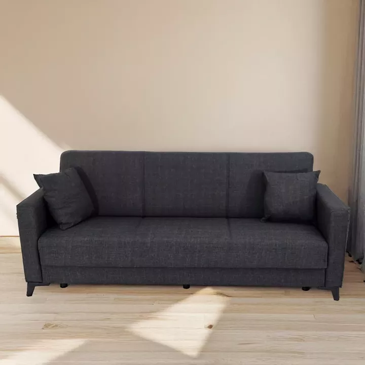 Artekko Pixie Γκρι Τριθέσιος Καναπές Κρεβάτι με Αποθηκευτικό Χώρο (205x80x85)cm Κρεβάτι (180x100x45)cm