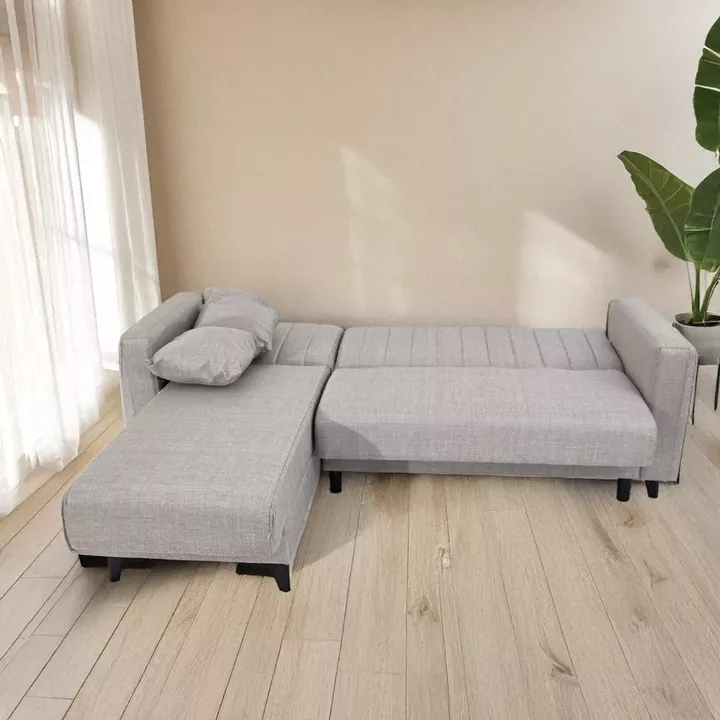 Artekko Pixie Γκρι Τριθέσιος Καναπές Κρεβάτι με Αναστρέψιμη Γωνία και Αποθηκευτικό Χώρο (200x135x85)cm Κρεβάτι (180x100x45)cm
