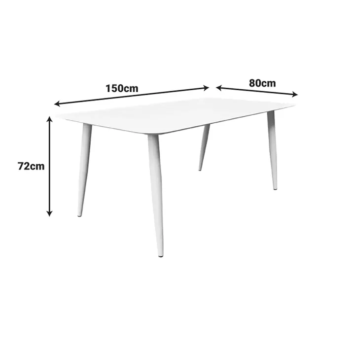 Vista pakoworld aluminum table in white shade 150x80x72cm