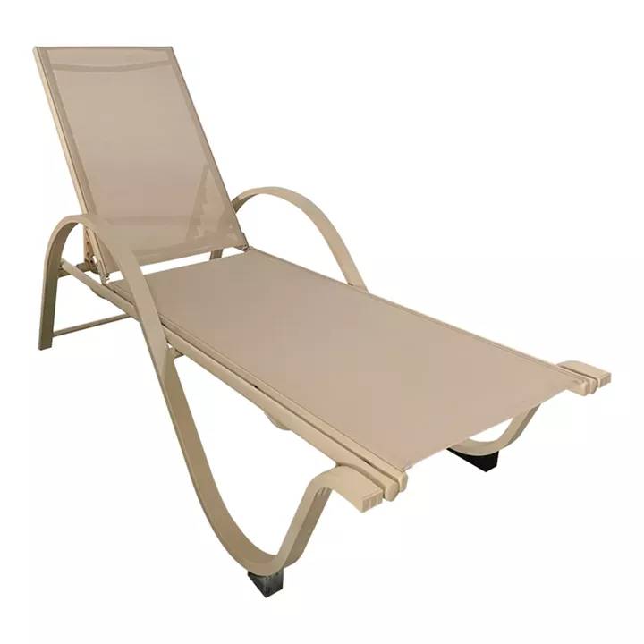 Lounger with arms Attain pakoworld cappuccino color aluminum and textilene in brown color 191x64x32cm