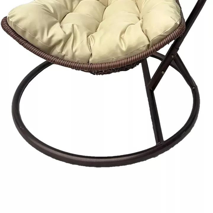 Κούνια φωλιά με βάση Soleil pakoworld μέταλλο καφέ- pe rattan καφέ με μπεζ μαξιλάρι 120x95x195εκ