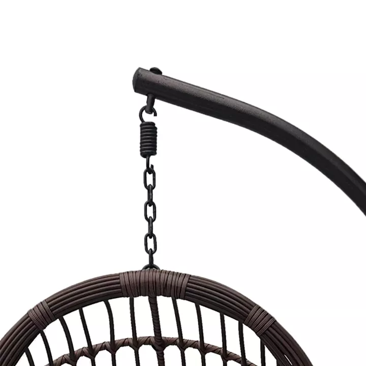 Κούνια φωλιά με βάση Cungo pakoworld μέταλλο καφέ- pe rattan καφέ με μπεζ μαξιλάρι 125x105x195εκ