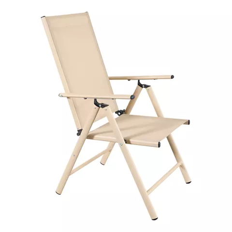 Πολυθρόνα Candor pakoworld cappuccino μέταλλο-textilene σε καφέ απόχρωση 51.5x63.5x107εκ