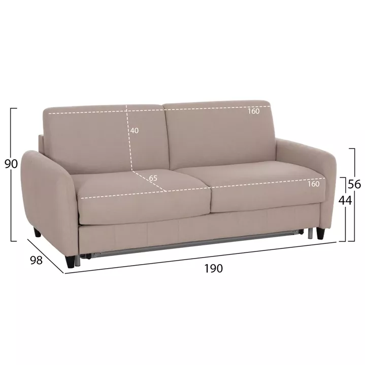 ΚΑΝΑΠΕΣ-ΚΡΕΒΑΤΙ ΜΕ ΑΝΑΔΙΠΛ.ΣΤΡΩΜΑ ETUDINE HM3311.02 ΜΠΕΖ ΥΦΑΣΜΑ 190x98x90Υεκ