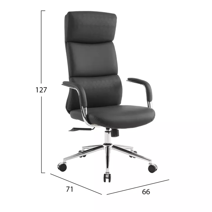 ΚΑΡΕΚΛΑ ΓΡΑΦΕΙΟΥ MEITE HM18353.01 ΜΑΥΡΟ PU ΔΕΡΜΑ--ΒΑΣΗ ΧΡΩΜΙΟΥ 66x71x127Υεκ