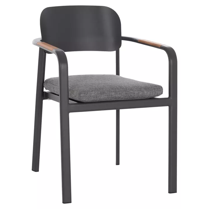 ΠΟΛΥΘΡΟΝΑ ΤΡΑΠΕΖΑΡΙΑΣ ELARA HM6414.01 ΓΚΡΙ ΑΛΟΥΜΙΝΙΟ-OLEFIN--ΞΥΛΟ TEAK 56x62x78Υεκ.