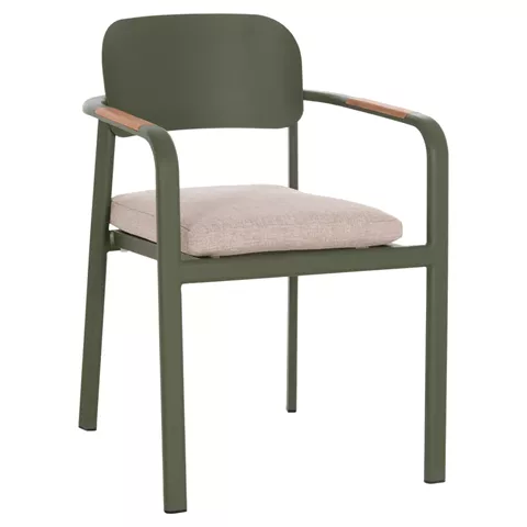 ΠΟΛΥΘΡΟΝΑ ΤΡΑΠΕΖΑΡΙΑΣ ELARA HM6414.06 ΠΡΑΣΙΝΟ ΑΛΟΥΜΙΝΙΟ-ΜΠΕΖ OLEFIN--TEAK 56x62x78Υεκ