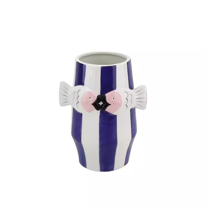 Beauty Home Βάζο “Ψαράκια” – Μπλε/Λευκό/Ροζ 14×11,5×18,5cm