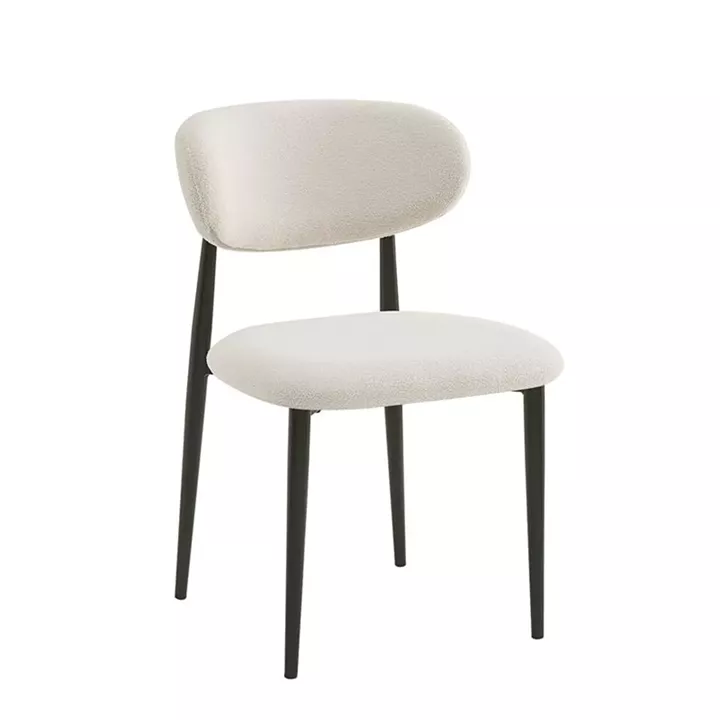POINT Καρέκλα Τραπεζαρίας Μέταλλο Βαφή Μαύρο, Teddy Ύφασμα Άσπρο