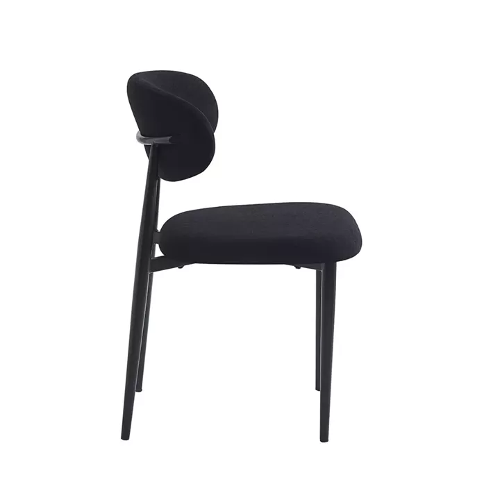 POINT Καρέκλα Τραπεζαρίας Μέταλλο Βαφή Μαύρο, Teddy Ύφασμα Μαύρο