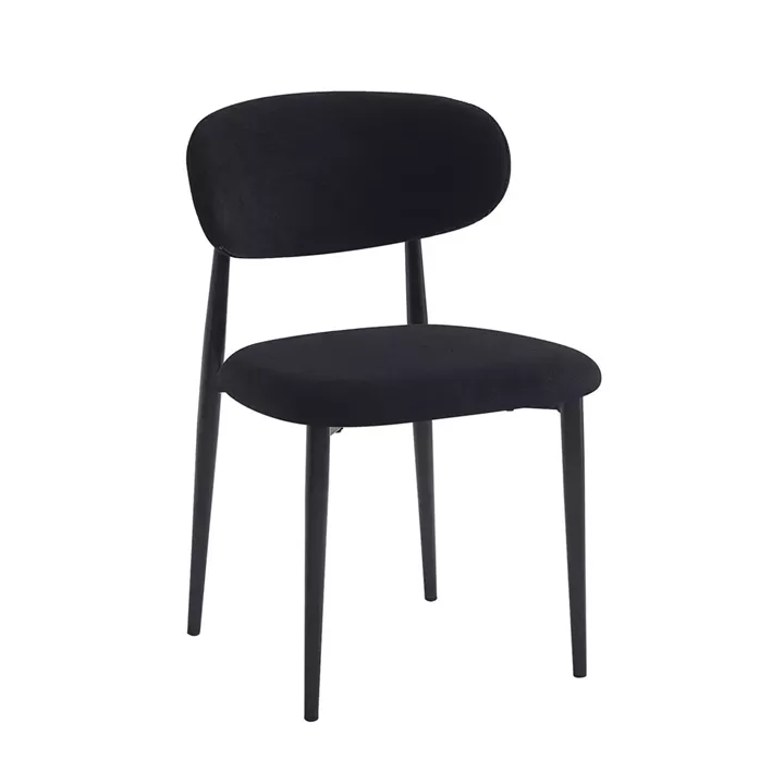 POINT Καρέκλα Τραπεζαρίας Μέταλλο Βαφή Μαύρο, Teddy Ύφασμα Μαύρο