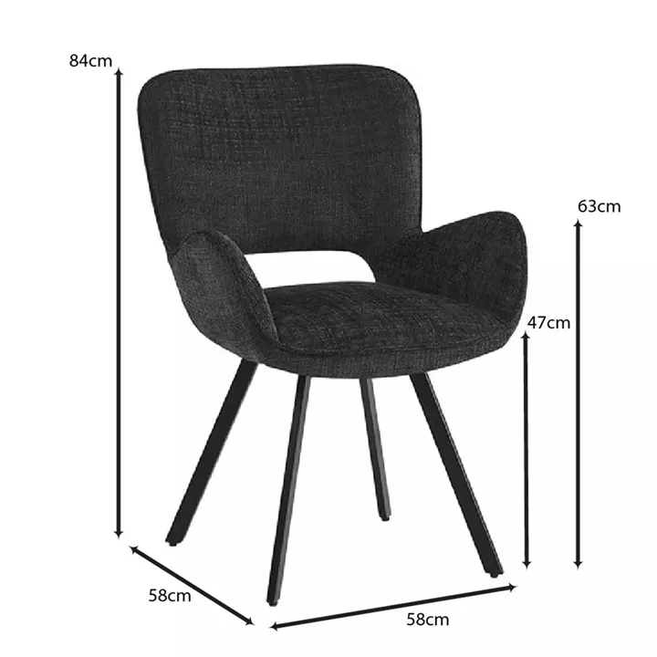 VETA Πολυθρόνα Περιστρεφόμενη, Μέταλλο Βαφή Μαύρο, Ύφασμα Μαύρο