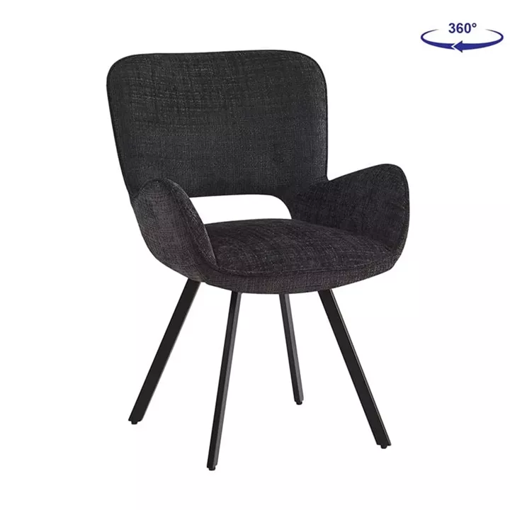 VETA Πολυθρόνα Περιστρεφόμενη, Μέταλλο Βαφή Μαύρο, Ύφασμα Μαύρο