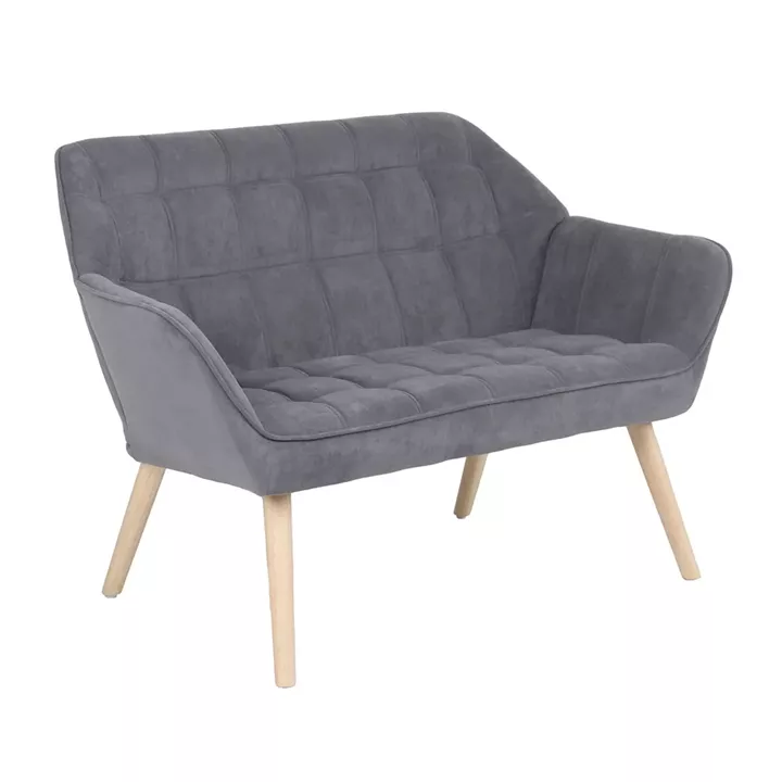 ALMA Καναπές 2θ - Σαλονιού - Καθιστικού, Φυσικό, Ύφασμα Velure Γκρι, K/D