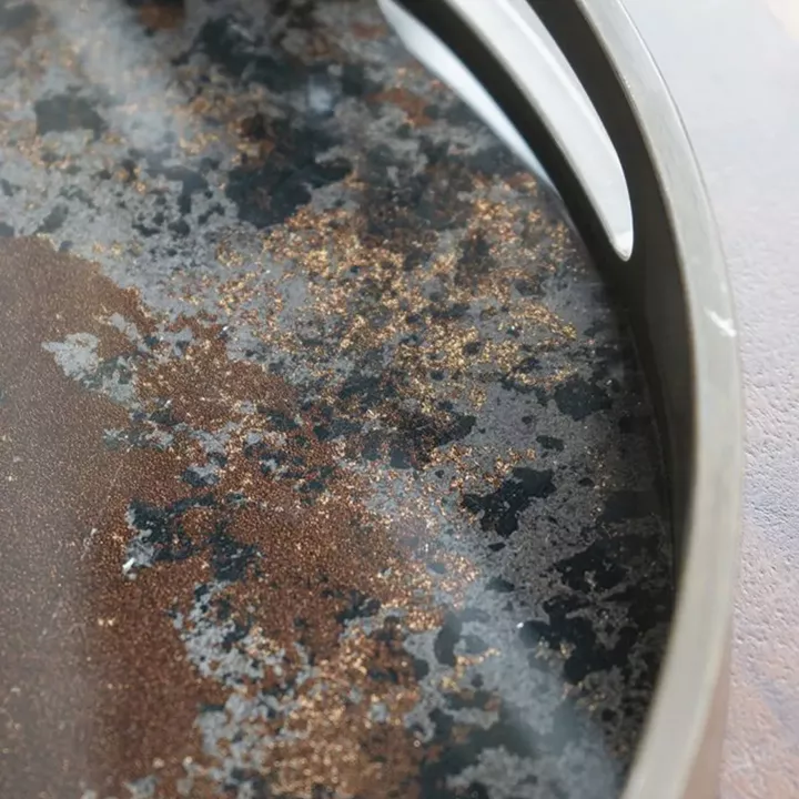 Artekko Zenn Καφέ Διακοσμητικοί Δίσκοι με Γυάλινη Επιφάνεια σε Εφέ Μαρμάρου (39.4x39.4x3.8)cm 2pcs