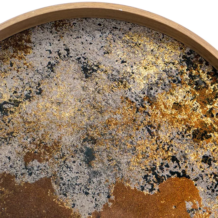 Artekko Zenn Καφέ Διακοσμητικοί Δίσκοι με Γυάλινη Επιφάνεια σε Εφέ Μαρμάρου (39.4x39.4x3.8)cm 2pcs