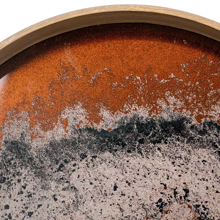 Artekko Zenn Καφέ Διακοσμητικοί Δίσκοι με Γυάλινη Επιφάνεια σε Εφέ Μαρμάρου (39.4x39.4x3.8)cm 2pcs