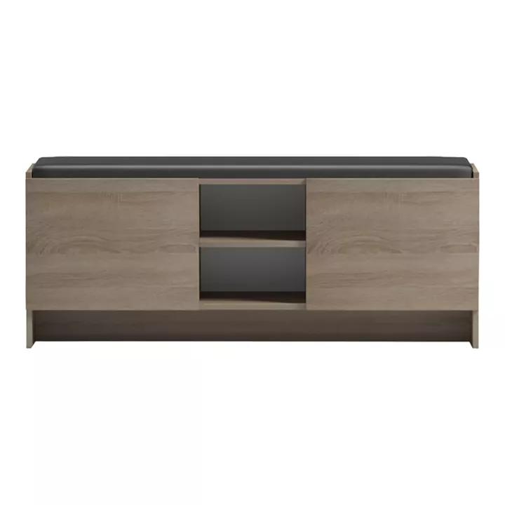 Παπουτσοθήκη-σκαμπό Zulla pakoworld sonoma-μαύρο 110x37x43εκ