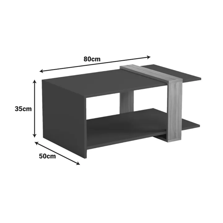 Coffee table Masasi pakoworld anthracite - sonoma 80x50x35cm