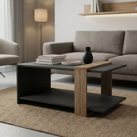Τραπέζι σαλονιού Masasi pakoworld ανθρακί - sonoma 80x50x35εκ