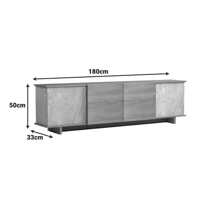 Έπιπλο τηλεόρασης Zafore pakoworld sonoma- γκρι μπεζ όψη μαρμάρου 180x33x50εκ