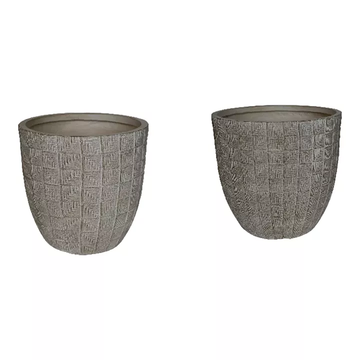 Planter Sapen pakoworld set 2pieces ceramic in grey-beige color