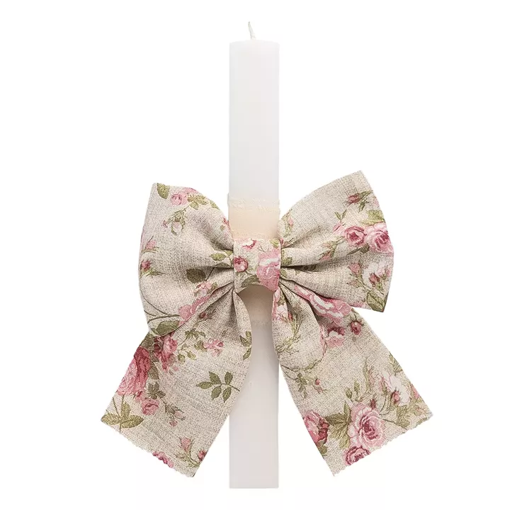 Beauty Home ΛΑΜΠΑΔΑ ΛΕΥΚΗ 33cm ΦΙΟΓΚΟΣ FLORAL VINTAGE