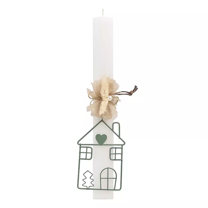 Beauty Home ΛΑΜΠΑΔΑ ΛΕΥΚΗ 33cm ΣΠΙΤΙ ΠΡΑΣΙΝΟ ΜΕ ΑΠΟΞΗΡΑΜΕΝΑ