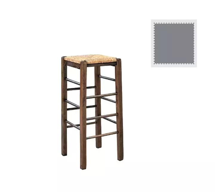 ΤΑΒΕΡΝΑΣ Σκαμπό BAR, Οξιά Βαφή Εμποτισμός Λάκα Γκρι, Κάθισμα Ψάθα