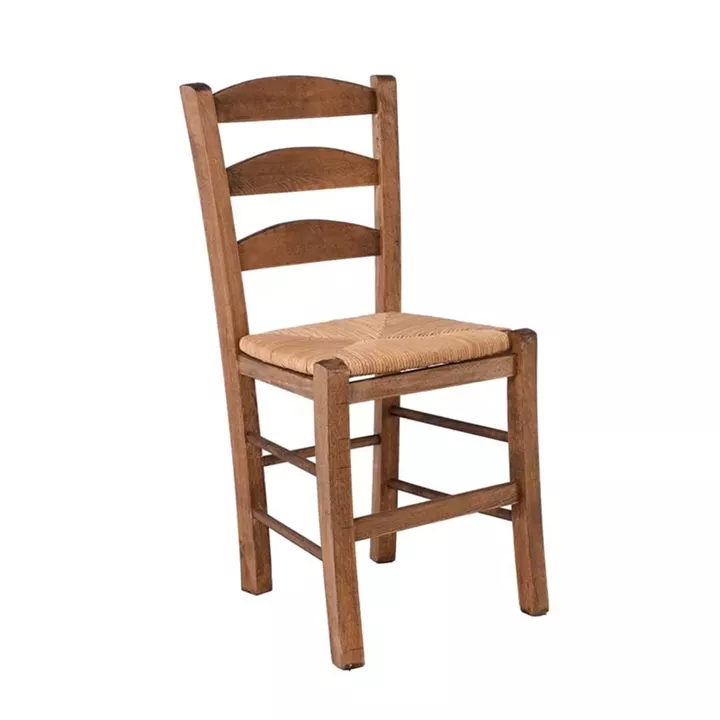 ΣΚΥΡΟΣ Καρέκλα Οξιά Βαφή Εμποτισμού Καρυδί, Κάθισμα Ψάθα Wheat Straw