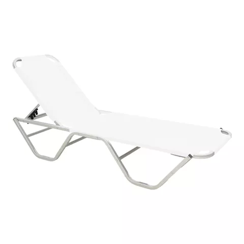 Ξαπλώστρα Dessie pakoworld αλουμίνιου στοιβαζόμενη λευκή 59.5x193x29.5εκ