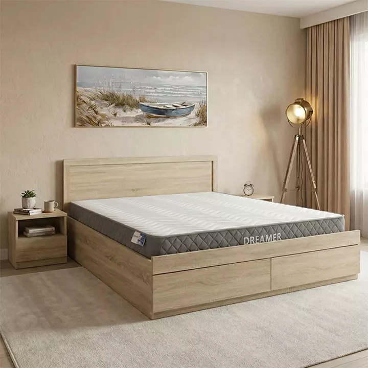 Κρεβάτι με στρώμα και συρτάρι Olympus-Dreamer pakoworld sonoma 160x200εκ