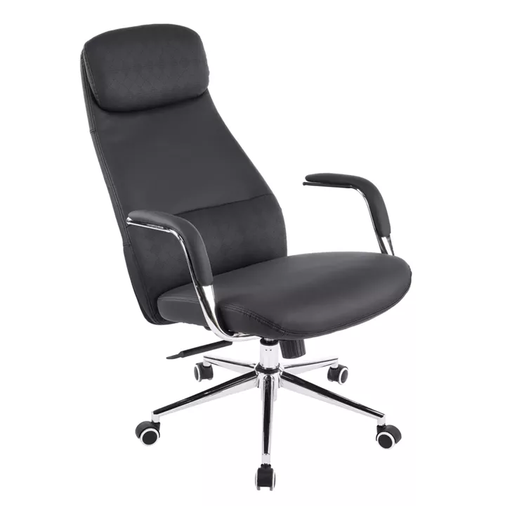 OFFICE CHAIR SONTY HM18354.01 BLACK PU LEATHER--CHROMED BASE 67x68x125Hcm.