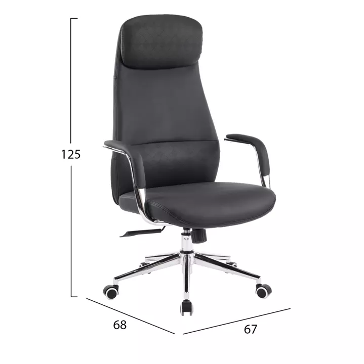 OFFICE CHAIR SONTY HM18354.01 BLACK PU LEATHER--CHROMED BASE 67x68x125Hcm.