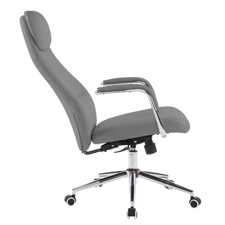 OFFICE CHAIR SONTY HM18354.10 GREY PU LEATHER--CHROMED BASE 67x68x125Hcm.