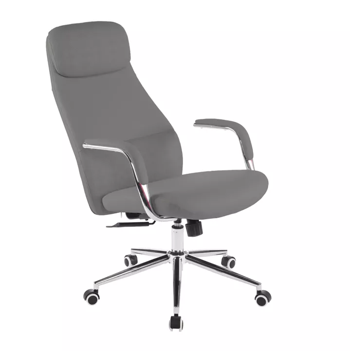 OFFICE CHAIR SONTY HM18354.10 GREY PU LEATHER--CHROMED BASE 67x68x125Hcm.