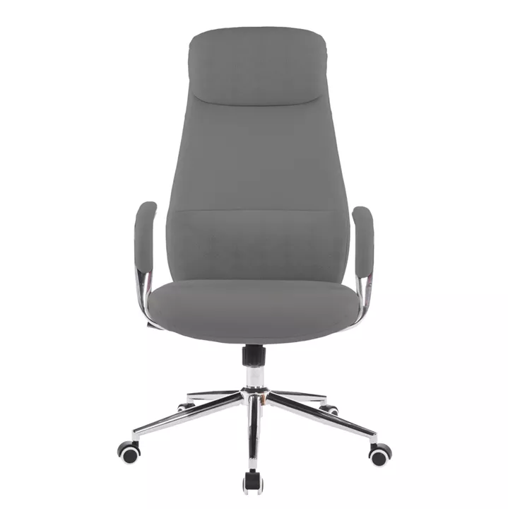 OFFICE CHAIR SONTY HM18354.10 GREY PU LEATHER--CHROMED BASE 67x68x125Hcm.