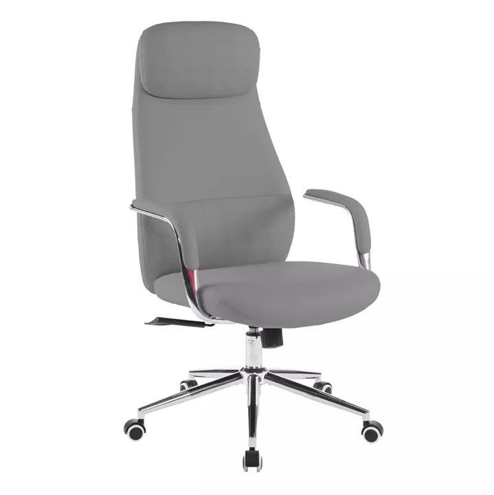 OFFICE CHAIR SONTY HM18354.10 GREY PU LEATHER--CHROMED BASE 67x68x125Hcm.
