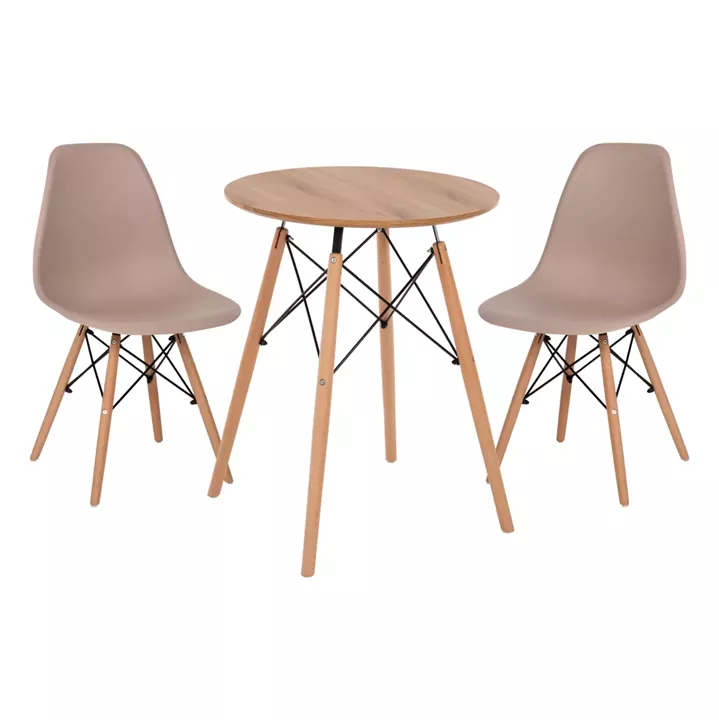 ΣΕΤ ΤΡΑΠΕΖΑΡΙΑΣ 3ΤΜΧ TWIST HM21370 ΣΤΡΟΓΓΥΛΟ ΤΡΑΠΕΖΙ Φ60 & 2 ΚΑΡΕΚΛΕΣ ΣΕ ΚΑΠΟΥΤΣΙΝΟ